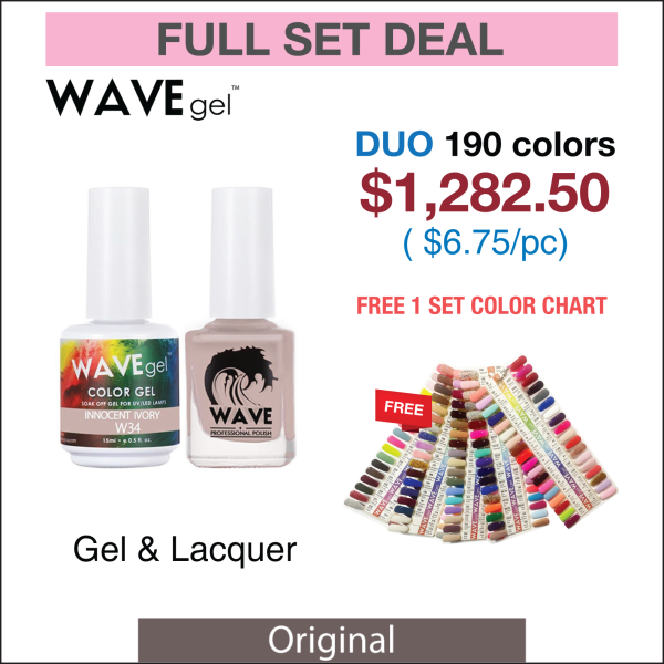 Wavegel Matching Duo 0.5oz - Full set 190 Colors (W050 - W240) w  1 set Color Chart Online now