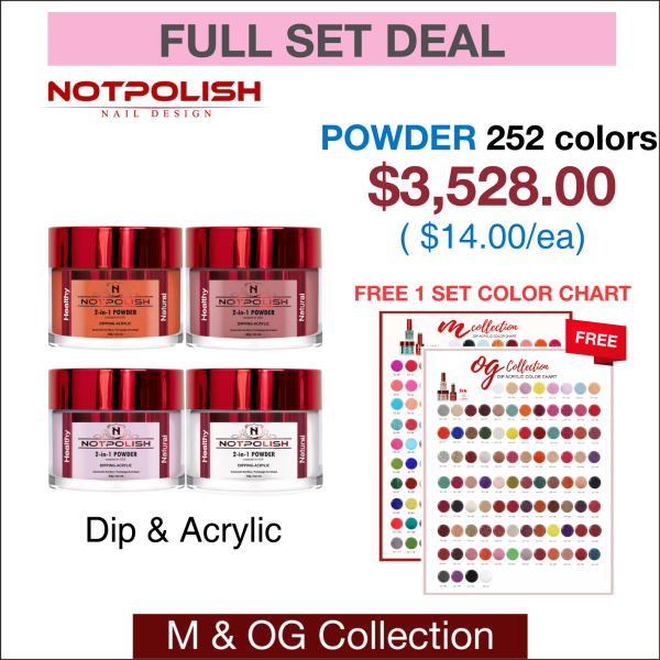 NotPolish Matching Powder 2oz - M & OG Collection - Full set 252 colors w  1 set Color Chart Hot on Sale
