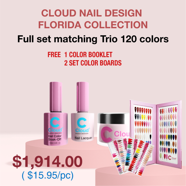 Cloud Nail Design - Florida Collection - Full set Matching Trio 120 colors w  1 color booklet & 2 set color boards Cheap